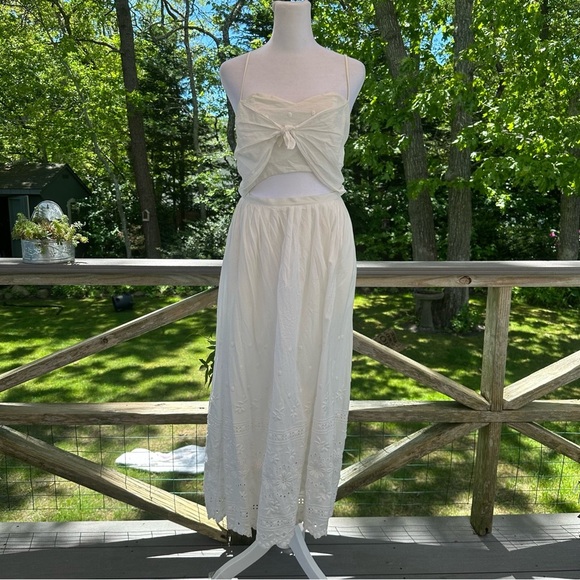 LoveShackFancy Jenna Dress White Cutout Midi Small - Picture 3 of 16